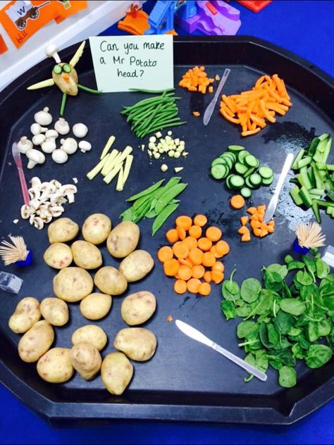 Help naming veg and discussing healthy eating. Early Years Garden Activities, Early Years Science Activities, Outdoor Activities Early Years, Science Early Years, Reggio Food Provocations, Early Years Provocations, Regio Emilia Activities, Healthy Eating Activities, Olivers Vegetables