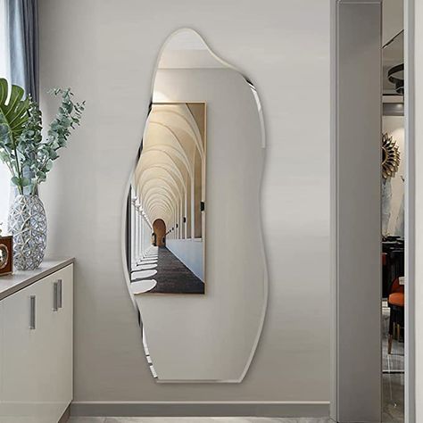 Amazon.com: Broojo Irregular Wall Mirror Asymmetrical Accent Wall Mounted Mirror 19.6 x 47 Inch for Living Room Bathroom Entryway, Shaped Dressing Mirror for Wall, Dolphin Type : Home & Kitchen Wavy Mirror, Rhapsody In Blue, Wooden Mirror Frame, Full Length Mirror Wall, Salon Suites, Modern Mirror Wall, Mirror Design Wall, Unique Mirrors, Body Mirror