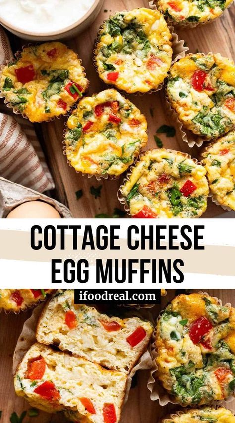 These Cottage Cheese Egg Muffins are light and fluffy, plus loaded with veggies and 7 grams of protein! Perfect for meal prep. Cottage Cheese Egg Muffins, Sweet Potato Crackers Recipe, Potato Crackers, Veggie Egg Muffins, Cottage Cheese Muffins, Egg Muffins Healthy, College Recipes, Cottage Cheese Breakfast, Ww Breakfast