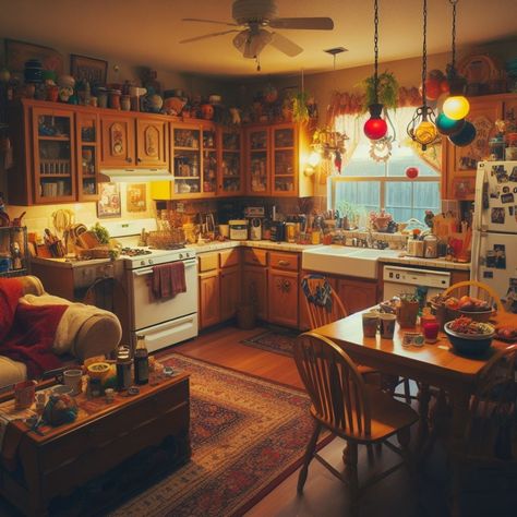 A cozy yellow suburban filled with nostalgia from a forgotten childhood 🌼🏡 Images made with AI #interiordesign #interiordecor #homedesign #ai #aiinterior #aiart #aiartcommunity #digitalart #90saesthetic #nostalgic #cluttercore #cluttercore #springsummer Cozy Childhood Hideaway Aesthetic, Cozy 2000s Home, Suburban Home Aesthetic, 80s Suburban Home, Childhood Home Aesthetic, Early 2000s House, Nostalgia 2000s Aesthetic, Nostalgia House, Cluttercore Aesthetic