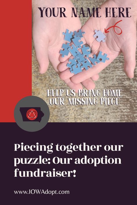 The Spidell family has started their first adoption fundraiser. It has taken form as a puzzle! Adoption Fundraiser, How We Met, Immediate Family, Adoptive Parents, Tax Credits, Go Fund Me, Puzzle Pieces, How To Raise Money, Peace Of Mind