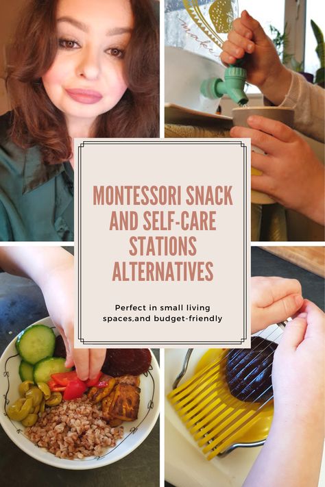 Toddler Snack Station, Montessori Kitchen Station, Montessori Snack Station, Kids Snack Station, Toddler Self Care Station, Montessori Self Care Station, Self Care Station, Snack Cart, Snack Station