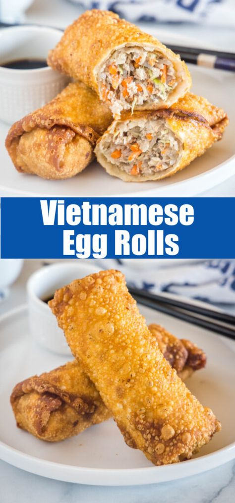 Pork Egg Roll Recipes, Vietnamese Egg Rolls, Dumplings Recipes, Chinese Egg Rolls, Nem Nuong, Egg Roll Filling, Homemade Egg Rolls, Vietnamese Style, Asian Appetizers