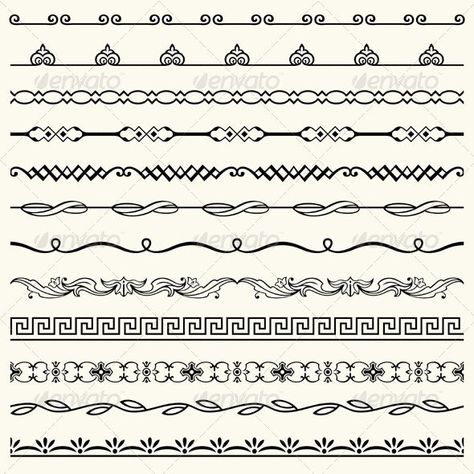 Design Horizontal Elements by barbulat | GraphicRiver Horizontal Illustration, Detail Drawing, Ornamental Pattern, Doodle Borders, Horizontal Design, Vector Border, Decorative Lines, Mandala Design Pattern, Decorative Borders