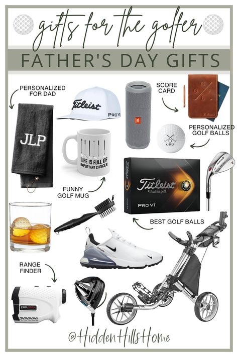 Father’s Day gift guide for the golf lover Gifts For A Golfer Father, Father’s Day Golfing Gift, Golf Gadgets Gift Ideas, Golf Gift Ideas For Boyfriend, Golf Theme Gift Basket, Golf Birthday Gifts For Boyfriend, Golf Bf Gifts, Golfer Gift Ideas, Boyfriend Golf Gifts