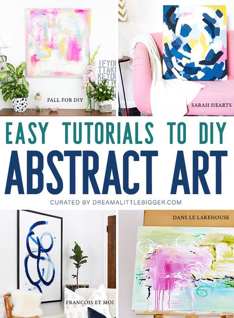 DIY Wall Art and Painting Tutorials We Love ⋆ Dream a Little Bigger Acrylic Painting Easy Abstract, Picture Painting Ideas Easy, Diy Wall Art Acrylic Paint, Diy Wall Canvas Painting, Easy Diy Abstract Art, Watercolor Wall Art Diy, 2 Canvas Painting Ideas Abstract, Homemade Abstract Wall Art, Simple Diy Artwork