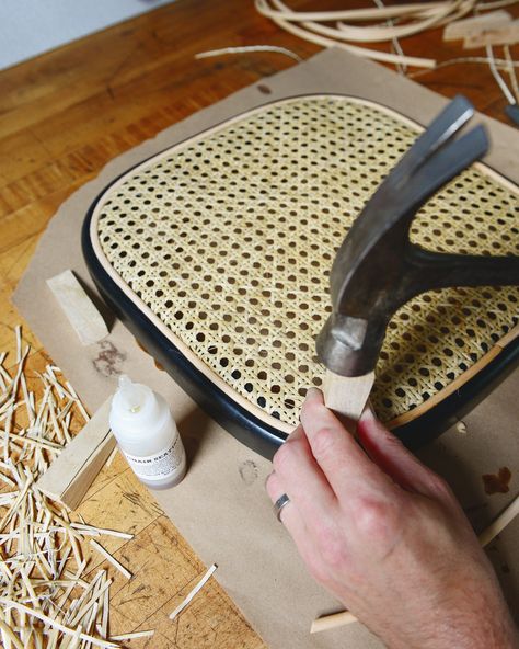 Bringing New Life to Lucy’s Old Chair with Paint and Cane Webbing Cane Webbing Chair, Bentwood Rocking Chair, Vintage Rocking Chair, Cane Webbing, Yellow Brick Home, Chair Repair, Basket Chair, Cane Chair, Brick Home