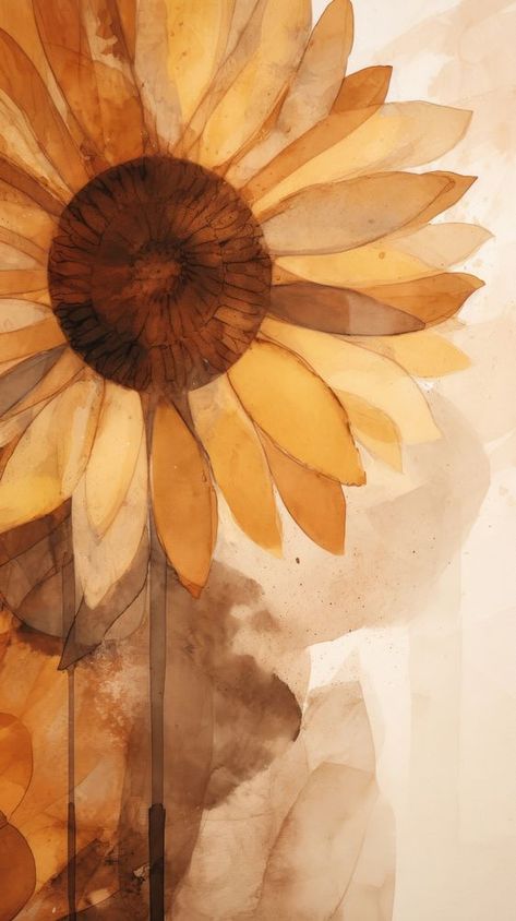 Sunflower painting plant art. | free image by rawpixel.com / Boom Sunflower Wallpaper Aesthetic Vintage, Brown Flowers Aesthetic, Aesthetic Mobile Wallpaper, Flower Wallpaper Aesthetic, Aesthetic Mobile, Sunflower Room, Sunflower Background, Sunflower Images, Background Brown