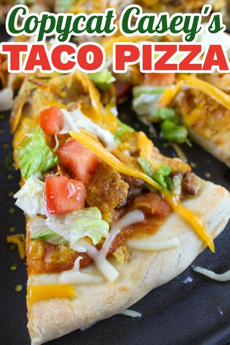 Homemade Taco Pizza, Taco Chips, Tacos Dinner, Taco Pizza Recipes, Taco Pizza, Pizza Recipes Homemade, Refried Beans, Pizza Crust, Homemade Pizza