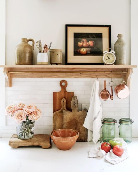 Picture Ledge, Kitchen Shelf, Cottage House, Pots Pans, Kitchen Pictures, Humble Abode, Cool Diy Projects, Kitchen Shelves, Kitchen Counter