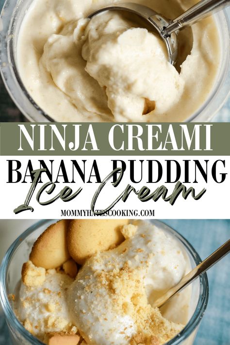 Use your Ninja Creami to make Ninja Creami Banana Pudding Ice Cream, this ice cream is easy to make gluten-free too! Pudding Ice Cream Recipe, Healthy Banana Pudding, Ice Cream Maker Recipes Healthy, Banana Pudding Ice Cream, Ninja Ice Cream Recipe, Protein Ice Cream Recipe, Banana Ice Cream Recipe, Protein Ice Cream Recipes, Banana Cream Pudding