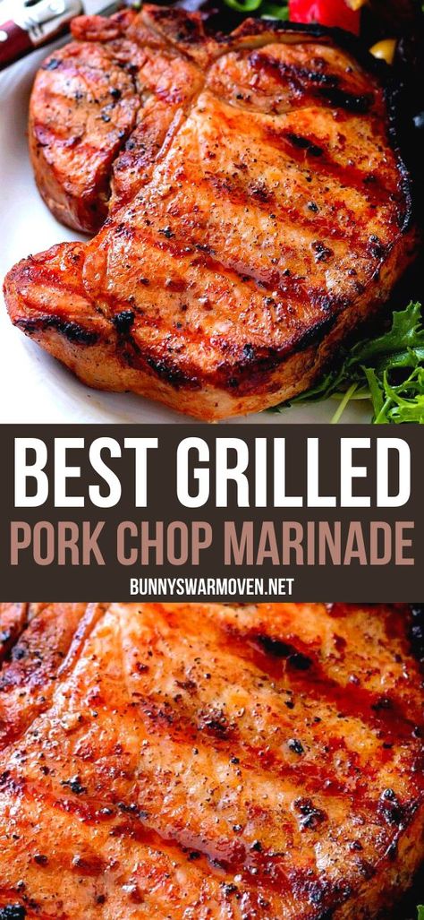 Grilled Pork Chop Marinade, Grilled Pork Chops Marinade, Pork Chop Marinade, Pork Chop Recipes Grilled, Recipes Steak, Marinated Pork Chops, Grilling Recipes Sides, Pork Marinade, Easy Pork Chops