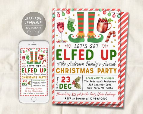 Elf Party Invitations, Ugly Sweater Invitations, Ugly Christmas Sweater Party Invitations, Swap Party, Adult Christmas Party, Winter Celebration, Swap Gifts, Christmas Birthday Party, Ugly Christmas Sweater Party