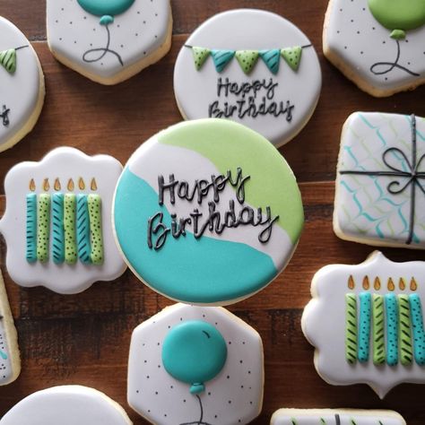 Decorated Birthday Cookies, Happy Birthday Cookie, Flooding Cookies, Icing Design, Sugar Cookie Icing, Iced Sugar Cookies, Cookie Business, Easy Sugar Cookies, Sugar Cookie Designs