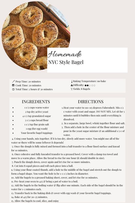 Homemade NYC-Style Bagels Homemade New York Bagels, Nyc Bagels Recipe, Ny Style Bagels Recipe, Ny Style Bagels, Fluffy Bagel Recipe, Homemade Everything Bagels, Bagel Recipes Homemade, Diy Bagels Homemade Easy, Ny Bagel Recipe