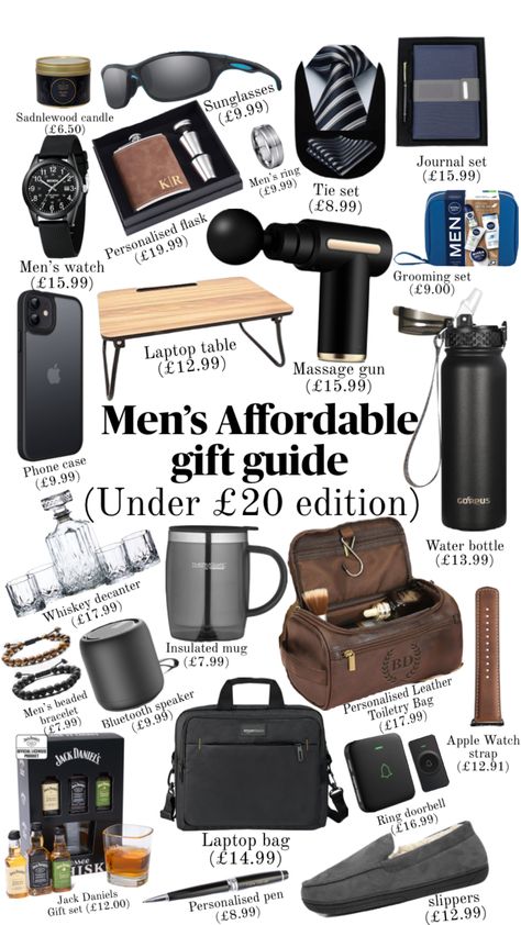 Men’s gift guide #wishlist #giftideas #christmas #mensgifts #giftsforhim Jack Daniels Gift Set, Jack Daniels Gifts, Packing Hacks Clothes, Lingerie Cute, Classy Outfits Men, Personalized Flasks, Bf Gifts, Leather Toiletry Bag