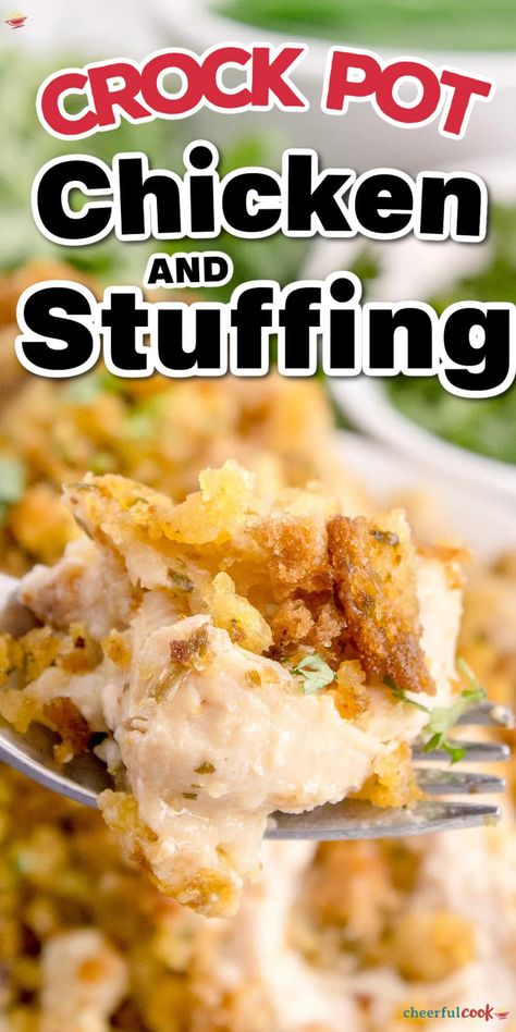 Crockpot Chicken and Stuffing - Crock Pot Casserole, Crock Pot Chicken And Stuffing, Crockpot Chicken And Stuffing, Crockpot Chicken Dinners, Chicken And Stuffing, Chicken Breast Crockpot Recipes, Crockpot Chicken Breast, Chicken Crockpot Recipes Easy, Easy Crockpot Dinners