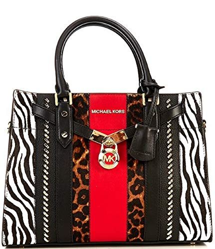 Michael Kors Nouveau Hamilton Patchwork Leopard Zebra Large Satchel Bag Everyday Handbag, Stylish Purse, Favorite Handbags, Handbag Heaven, Luxury Purses, Cute Purses, Purses Michael Kors, Satchel Handbags, Handbags Michael Kors