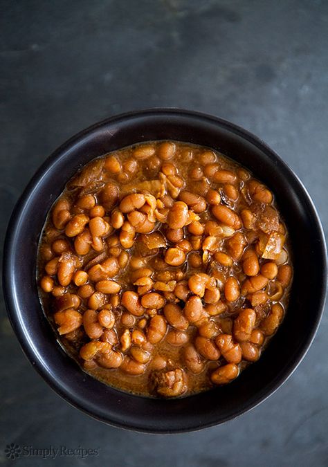 Slow Cooked Boston Baked Beans Recipe | Simply Recipes Simply Recipe, Bake Beans, Slow Cooker Baked Beans, Homemade Baked Beans, Slow Cooker Baking, Beans Beans, Boston Baked Beans, Salt Pork, Baked Bean Recipes