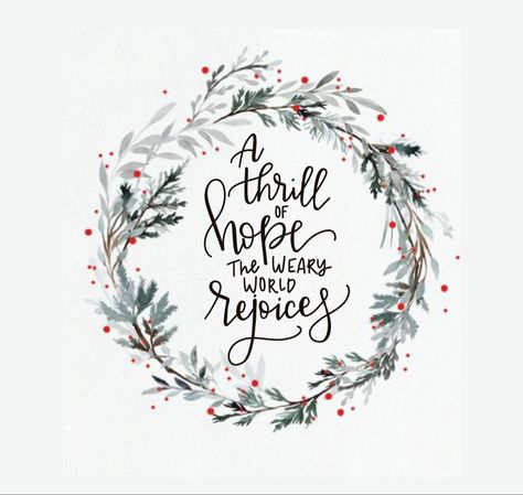 Christmas Handlettering Quotes, Christmas Hand Lettering Ideas, Mistletoe Doodle, Christmas Handlettering, Inspirational Christmas Message, Christian Hand Lettering, A Thrill Of Hope, Thrill Of Hope, Christmas Verses