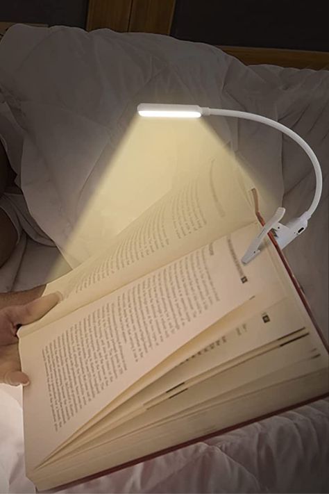 Book Lamp Clip, Book Light Aesthetic, Clip On Light, Book Lights For Reading, Booklight Reading, Reading Lamps Bedroom, Study In Bed, Book Gadgets, Reading Lights Over Bed