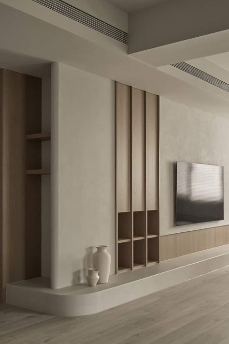 Japandi Tv Wall Design, Japandi Wall Design, Minimalist Traditional Living Room, Tv Wall Japandi, Japandi Tv Unit, Japandi Living Room Tv, Japandi Tv Wall, Tv Wall Interior Design, Japandi Wall Decor