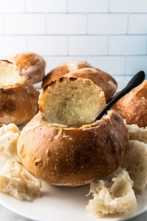 Sourdough Bread Bowls for Soup - Good Things Baking Co Sour Dough Bread Bowls For Soup, Pretzel Bread Bowls, Small Bread Bowls For Soup, Sourdough Bread Bowls For Soup, Mini Sourdough Boules, Bread Bowls For Soup, Sourdough Bread Bowls, Sourdough Basics, Ww Bread