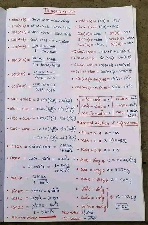 Trigonometry Functions Formula, Math Trigonometry Formula, Math All Formula, All Math Formulas, Formula Of Trigonometry, Algebra And Trigonometry, Maths Class 10 Formula Sheet, Maths Trigonometry Formula, How To Become Topper In School