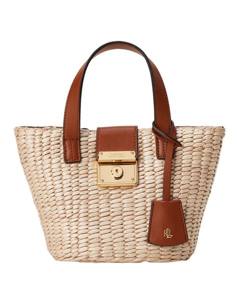 Lauren Ralph Lauren 431791536001 Heritage Lock Double Handle Tote Bag | MYER Basket Tote, Straw Tote Bag, Wicker Bags, Straw Handbags, Picnic Bag, Rattan Bag, Water Hyacinth, Straw Bags, Straw Tote