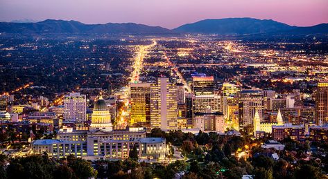 Salt Lake City skyline Utah at night. View of the downtown Salt Lake City skylin , #Aff, #City, #skyline, #Salt, #Lake, #Utah #ad Salt Lake City Utah Downtown, Salt Lake City Skyline, Salt Lake City Photography, Downtown Salt Lake City, Salt Lake City Downtown, City Scapes, Utah Utes, Utah Usa, Night View