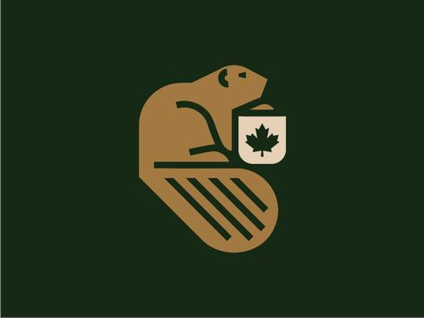 Canadian Beaver by Sandro laliashvili Moose Logo Design, Canadian Beaver, Beaver Lodge, Beaver Logo, Canada Logo, Moose Logo, Badge Ideas, Unique Small Tattoo, Wood Badge