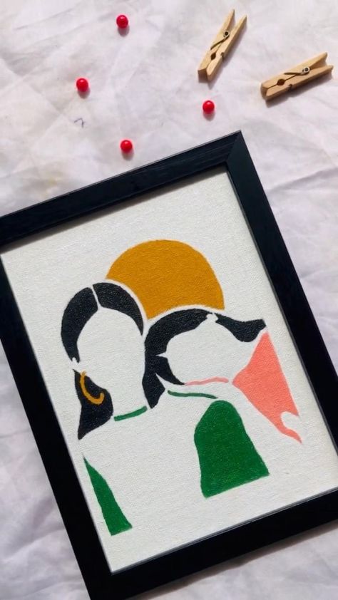 Illustration Art On Canvas, A5 Canvas Painting, Colourful Easy Painting, Acrylic Illustration Art, Simple Love Art Ideas, Art Drawings Beautiful Easy, Gift Painting Ideas Canvases, Painting For Sister Birthday, Paintings To Give As Gifts