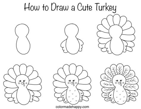 How to Draw a Cute Turkey Easy Turkey Drawing, Thanksgiving Drawings, Turkey Drawing, Diy Turkey, Fall Drawings, Turkey Craft, Flower Pot Crafts, Galaxy Painting, Turkey Colors