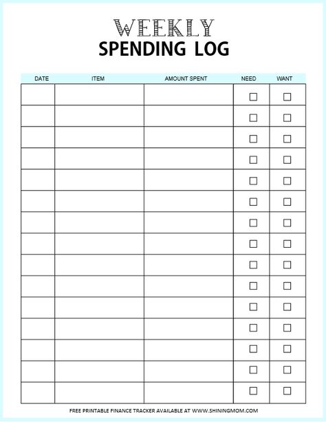 FREE weekly expense tracker to log your spending! Spending Template, Spending Tracker Printable, Daily Expense Tracker, Record Template, Spending Log, Tracking Template, Expense Tracker Printable, Tracker Free, Finance Printables