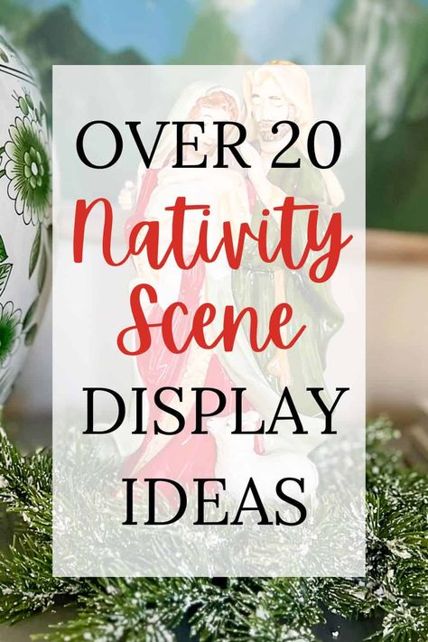 Over 20 Nativity Scene Display Ideas Nativity Scene Ideas Decoration, Nativity Instead Of Christmas Tree, Nativity Home Decor, How To Decorate Nativity Scene, Mangers Christmas, Gift Display Ideas, Nativity Displays Ideas, Manger Scene Display Ideas, Nativity Scene Display Ideas