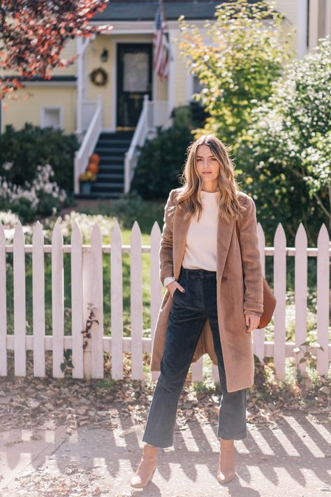 My Perfect Day: Newport RI, with Jess Ann Kirby | M Loves M Southern Preppy Style, Winter Capsule Wardrobe, Newport Rhode Island, Puffy Coat, Newport Ri, Fall Capsule Wardrobe, Wide Leg Cropped Pants, Camel Coat, Preppy Outfit