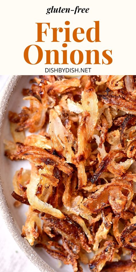 Gluten Free French Fried Onions, Frizzled Onions, Gf Thanksgiving, Crunchy Onions, Fried Onions Recipe, Crispy Fried Onions, Plum Jam Recipes, Creamy Soups, Recipes Sides