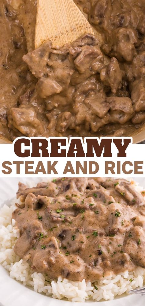 Creamy Steak, Leftover Steak Recipes, Recipes By Ingredients, Steak Dinner Recipes, Round Steak Recipes, Steak And Rice, Leftover Steak, Easy Steak Recipes, Hearty Comfort Food