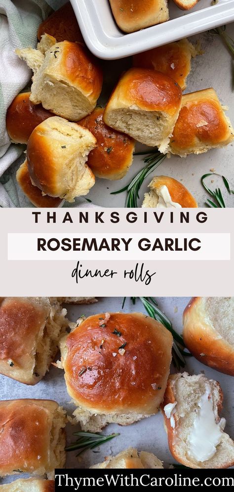 If you need a thanksgiving recipe for rolls, this it it. These easy dinner rolls are fluffy and buttery, and brushed with garlic and rosemary. These are yeast rolls but aren’t too fussy, and these easy rolls pair great with the rest of your Thanksgiving sides. Try this recipe out! Thanksgiving Rolls Recipe, Best Dinner Rolls Recipe Thanksgiving, Roll Recipes Thanksgiving, Stuffing Rolls, Bread Recipes Rolls, Holiday Rolls Christmas, Cranberry Dinner Rolls, Thanksgiving Yeast Rolls, Half Baked Harvest Rolls