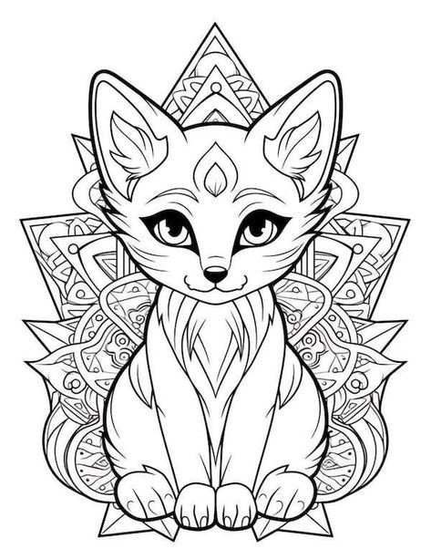 Fox mandala coloring page Mandala Drawing Printable, Colour In Pages Printables, Mandala To Color, Coloring Mandalas, Colouring Pages Mandala, Animal Colouring, Mandalas To Color, Coloring Pages Mandala, Coloring Pages Cute Animals