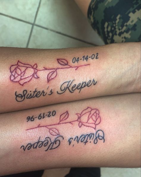 Tattoos That Symbolize Sisters, Matching Sister Thigh Tattoos, Black Sister Tattoos Matching, Sister Arm Tattoos, Baddie Matching Tattoos Sisters, Big Sister Lil Sister Tattoos, Unique Tattoos For Sisters, Older And Younger Sister Tattoos, Matching Twin Tattoos Sister Tat