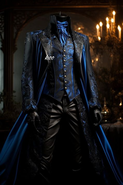 Male Ballroom Outfit, Fantasy Formal Wear Male, Fantasy Suits Male, Cool Suits For Men, Fancy Outfits Men, Villain Outfits Design Male, Fancy Suits, Masquerade Outfit, Tailored Fashion