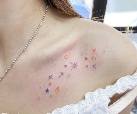 Tattoo Universe, Sparkle Tattoo, Kpop Tattoos, Handpoke Tattoo, Fine Line Tattoo, Cute Little Tattoos, Cute Tiny Tattoos, Tatuaje A Color, Line Tattoo