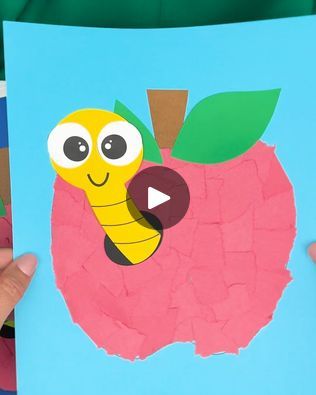 Paper Apple Craft, Paper Apple, Apple Craft, Kindergarden Activities, Back To School Crafts, Fall Crafts For Kids, Fall Projects, Torn Paper, Language Development