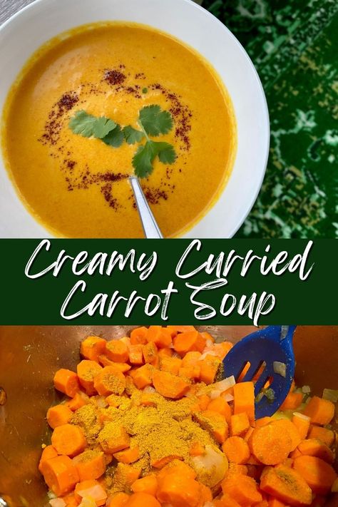 Carrot Cardamom Soup, Curried Carrot Ginger Soup, Carrot Chicken Soup, Carrot Coconut Curry Soup, Thai Carrot Ginger Soup, Curry Carrot Soup Recipes, Curried Soup Recipes, Carrot Soup With Coconut Milk, Carrot Curry Recipe