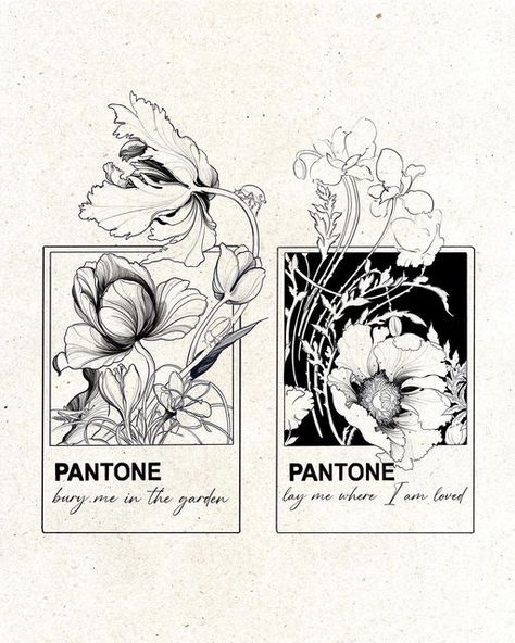 Pantone Tattoo Design, Tattoo Ideas For Designers, Pantone Flower Tattoo, Tattoo For Designers, Matching Tattoos Designs, Pantone Tattoo Ideas, Tattoos For Graphic Designers, Cool Ink Drawings, How To Design A Tattoo