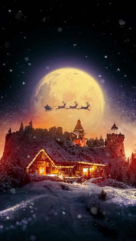 Christmas House Winter Moon IPhone Wallpaper HD - IPhone Wallpapers : iPhone Wallpapers Christmas Moon Wallpaper, Christmas Village Aesthetic Wallpaper, Christmas Village Wallpaper Iphone, Christmas Live Wallpaper Iphone, Winter At Hogwarts Wallpaper, Night Iphone Wallpaper, Winter Village Wallpaper, Moon Iphone Wallpaper, Iphone Wallpaper Christmas