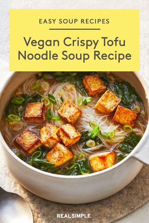 Tofu Rice Noodle Soup, Vegan Rice Noodle Soup, Soup With Tofu Recipes, Tofu Ramen Soup, Vegan Noodle Soup Recipes, Tofu Vegetable Soup, Vegan Asian Soup, Asian Tofu Soup, Tofu Noodle Recipes