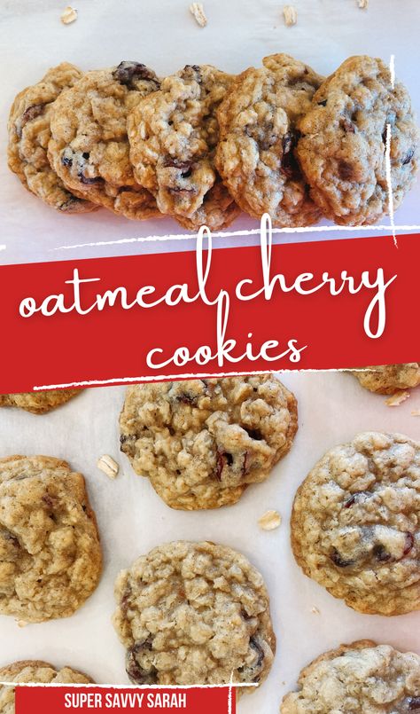 Cookies Dried Cherries, Oatmeal Cookies With Dried Fruit, Oatmeal Fruit Cookies, Oatmeal Cherry Chocolate Chip Cookies, Recipes Using Dried Sweet Cherries, Dried Cherry Desserts, Tart Cherry Cookies, Dry Cherry Recipes, Dried Cherries Cookies