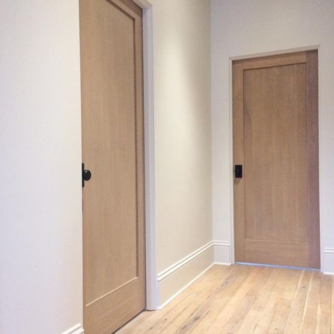 Blonde floors, white oak doors, black hardware Wood Arch Door, White Oak Interior Doors, Kaemingk Design, White Oak Interior, Fir Doors, Blonde Flooring, Interior Doors Modern, Indian Road, Oak Interior Doors